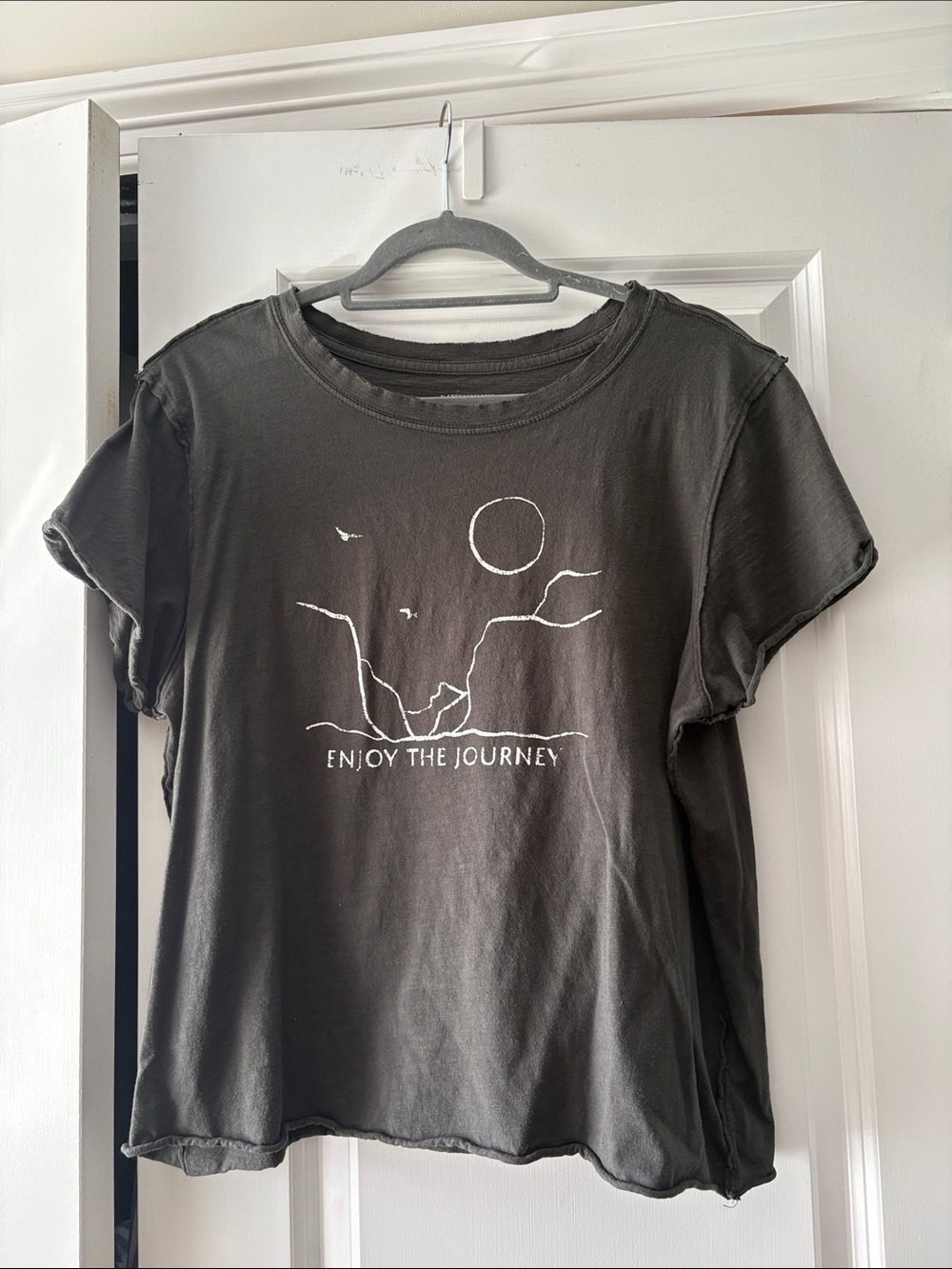 Anthropologie Black 'Enjoy The Journey' Graphic Short-Sleeve Tee